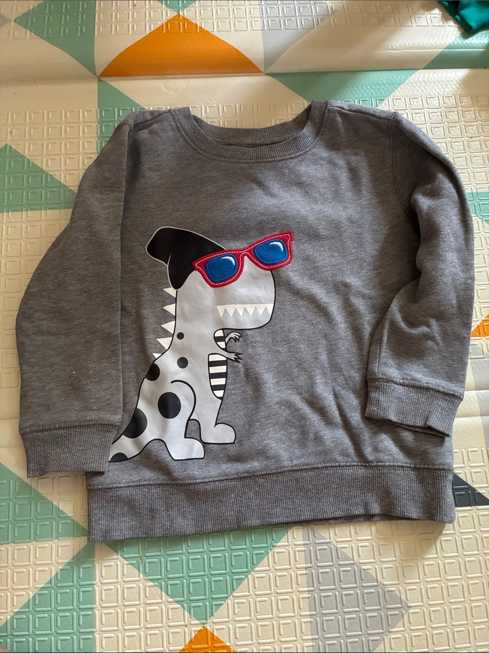 20/25$ 🧸 Gray Dino Graphic Sweatshirt with Sunglasses - Kids
